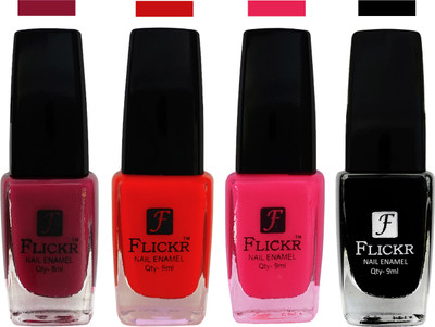 

Flickr EXTRA SHINE and SPEED DRY Nail Polish Purple,Red,Bright Pink,Black(Pack of 4)