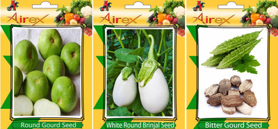 Airex Round Gourd, White Round Brinjal and Bitter Gourd Vegetables Seed (Pack Of 15 Seed Round Gourd + 15 White Round Brinjal + 15 Bitter Gourd
Seed) Seed(15 per packet) Airex Round Gourd, White Round Brinjal and Bitter Gourd Vegetables Seed (Pack Of 15 Seed Round Gourd + 15 White Round Brinjal + 15 Bitter Gourd
Seed) Seed(15 per packet)
