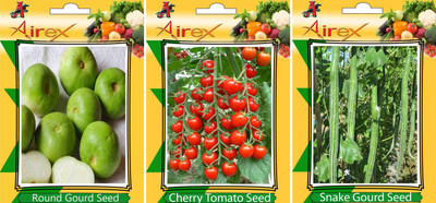 

Airex Round Gourd, Cherry Tomato and Snake Gourd Vegetables Seed (Pack Of 20 Seed Round Gourd + 20 Cherry Tomato + 15 Snake Gourd Seed) Seed(20 per packet)