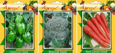 Airex Capsicum, Broccoli and Red Carrot Vegetables Seed (Pack Of 25 Seed Capsicum + 25 Broccoli + 25 Red Carrot Seed) Seed(25 per packet)