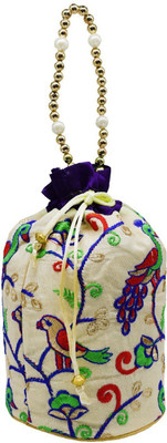 

Bagaholics Ethnic Silk Clutch Potli Batwa Pouch Bag with Embroidery work Gift For Women Potli(Purple)