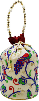 

Bagaholics Ethnic Silk Clutch Potli Batwa Pouch Bag with Embroidery work Gift For Women Potli(Maroon)