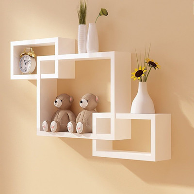 Royals wood wooden Intersecting Storage Wall Shelves Rack MDF (Medium Density Fiber) Wall Shelf(Number of Shelves - 3, White)