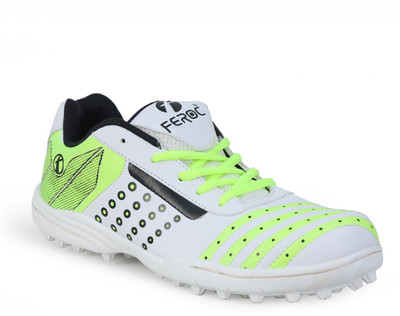 

Feroc White Floro Green Turbo Cricket Shoes For Men(Green