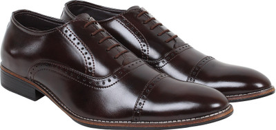 AMJ Brown Formal Party Wear Shoes Lace Up For Men(Brown