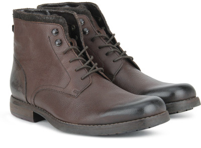 Clarks Ashburn Top Dark Brown Lea Boots For Men(Brown