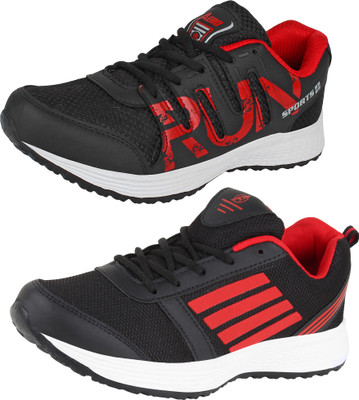 

Aero 02 Pair combo AMG Performance Running Shoes For Men(Black, Red, Black, Red