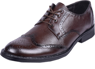

somugi Genuine Leather Brown Formal Brogue shoes Derby For Men(Brown
