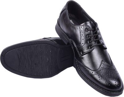 somugi Genuine Leather Black Formal Brogue shoes Derby For Men(Black)