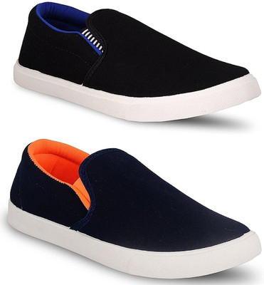 

Long Walk Casual Shoes Pack of 2 Slip On Sneakers For Men(Blue, Orange