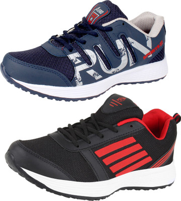 

Aero 02 Pair combo AMG Performance Running Shoes For Men(Black, Red, Navy, Grey, Black::red::navy::lgrey