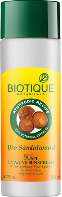

BIOTIQUE BIO SANDALWOOD 50+ SPF SUNSCREEN ULTRA SOOTHING FACE LOTION FOR ALL SKIN TYPES 190ML - SPF 50 PA+(190 ml)