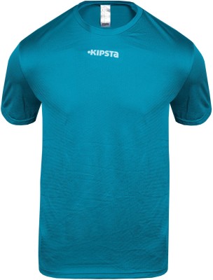 Decathlon Solid Men V-neck Blue T-Shirt 