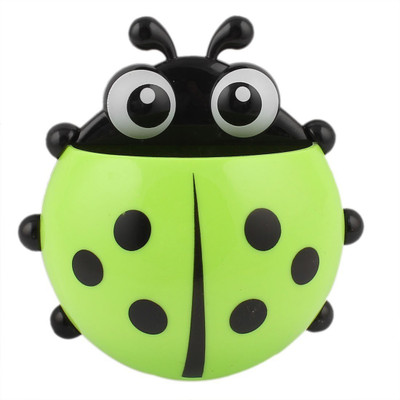 

connectwide Lady Bird Brush Holder Plastic Toothbrush Holder(Green, Wall Mount)