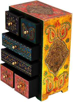 

Craftkriti Wooden box with six drawer Jewellery Vanity Box(Multicolor)