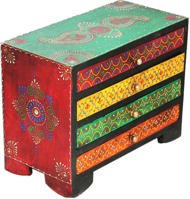

Craftkriti Multicoloured four drawer wooden box Jewellery Vanity Box(Multicolor)
