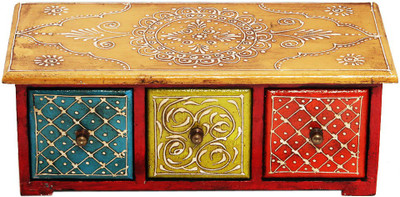 

Craftkriti Multicolour embossed wooden box Jewellery Vanity Box(Multicolor)