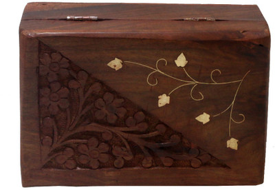 

Craftkriti Beautifull leafs carved wooden jewellery box Jewellery Vanity Box(Brown)