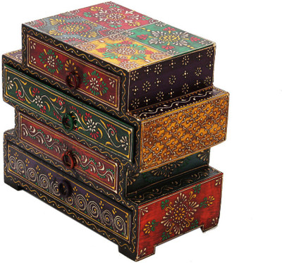 

Craftkriti Steps wooden embosed box Jewellery Vanity Box(Multicolor)