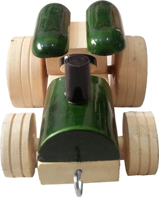 

Khadi Eco Basket Channapatna Wooden Handcrafted Tractor(Green, Beige), Beige;green