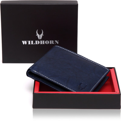 

WildHorn Men Blue Genuine Leather Wallet(7 Card Slots)