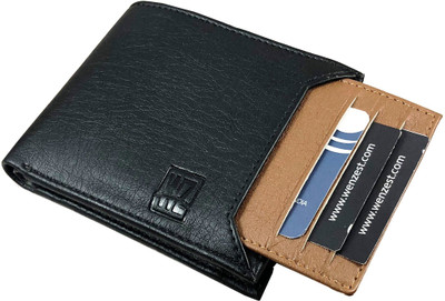 

Wenzest Men Black, Tan Artificial Leather Wallet(5 Card Slots), Blacktan