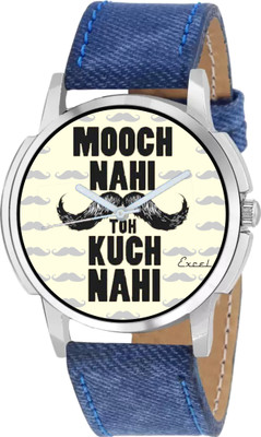 

Excel Denim Strap Elegant Mooch Nahi Toh Kuch Nahi Dial Watch For Mens & Boys Watch - For Men