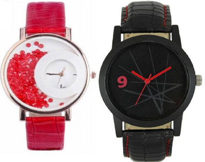 

MAPA STYLE Attractive Stylish Red Mxre & Lorem Genium Black Leather Strap 2 Combo Girls & Boys Analog Watch MPSTYLE 090 Hybrid Watch - For Men & Women