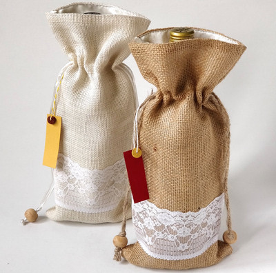

Paisleys Gifting Wine Bottle Burlap Jute Bag Multipurpose Bag(Brown, White, 6 inch)