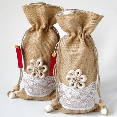 

Paisleys Gifting Burlap Wine Bag Multipurpose Bag(Brown, White, 6 inch)
