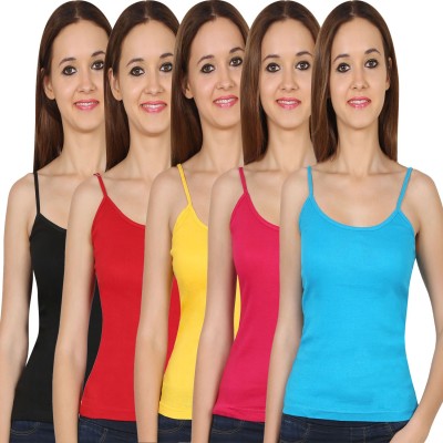 FRISKERS Casual Noodle strap Solid Women Light Blue, Red, Black, Pink, Yellow Top
