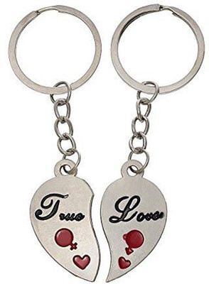 

One Point Collections True Love Key Chain Silver Multi Purpose key chain Valentine Cute Couple Dual key chain for car,bike,cycle and home keys Key Chain(Silver)