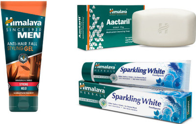 

Himalaya Men Anti Hair Fall Styling Gel, Aactaril Soap, Toothpaste(Set of 3)