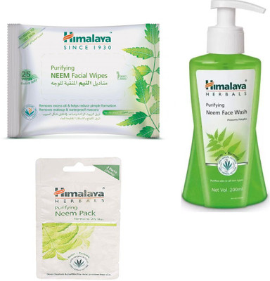 

Himalaya Purifying Neem Facial Wipes, Purifying Neem Face Wash, Purifying Neem Pack(Set of 3)