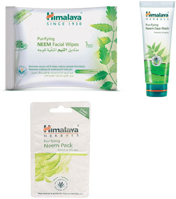 

Himalaya Purifying Neem Facial Wipes, Purifying Neem Face Wash, Purifying Neem Pack(Set of 3)