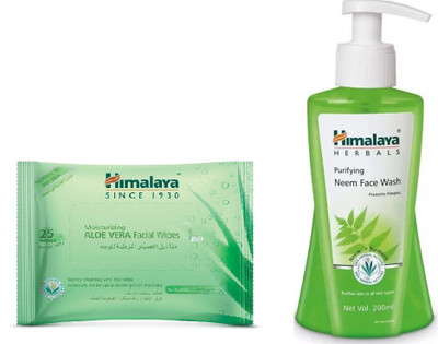 

Himalaya Aloe Vera Facial Wipes, Purifying Neem Face Wash(Set of 2)