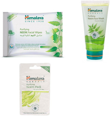 

Himalaya Purifying Neem Facial Wipes, Purifying Neem Face Wash, Purifying Neem Pack(Set of 3)