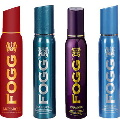 

Fogg IMPERIAL DEODORANT 120 ML+MAJESTIC DEODORANT 120 ML+MONARCH DEODORANT 120 ML+PARADISE DEODORANT 120 ML Deodorant Spray - For Men & Women(120 ml, Pack of 4)