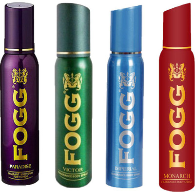 

Fogg IMPERIAL DEODORANT 120 ML+MONARCH DEODORANT 120 ML+VICTOR DEODORANT 120 ML+PARADISE DEODORANT 120 ML Deodorant Spray - For Men & Women(120 ml, Pack of 4)