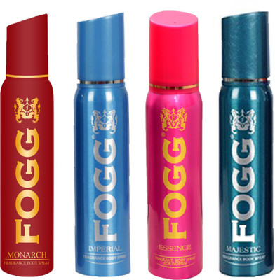 

Fogg IMPERIAL DEODORANT 120 ML+MAJESTIC DEODORANT 120 ML+MONARCH DEODORANT 120 ML+ESSENCE DEODORANT 120 ML Deodorant Spray - For Men & Women(120 ml, Pack of 4)