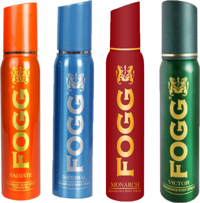 

Fogg IMPERIAL DEODORANT 120 ML+MONARCH DEODORANT 120 ML+VICTOR DEODORANT 120 ML+RADIATE DEODORANT 120 ML Deodorant Spray - For Men & Women(120 ml, Pack of 4)