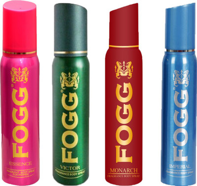

Fogg IMPERIAL DEODORANT 120 ML+MONARCH DEODORANT 120 ML+VICTOR DEODORANT 120 ML+ESSENCE DEODORANT 120 ML Deodorant Spray - For Men & Women(120 ml, Pack of 4)