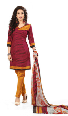 

BanoRani Cotton Polyester Blend Printed Salwar Suit Dupatta Material(Un-stitched), Maroon