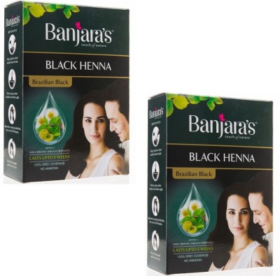 Banjara's Black Henna (Pack of 2) Brazilian Black , Black