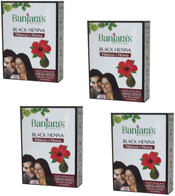

Banjara's Black Henna (Pack of 4)Hibiscus + Henna Hair Color(Black)