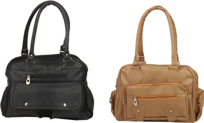 

SME JAIPUR Shoulder Bag(Black, Beige), Beige;black