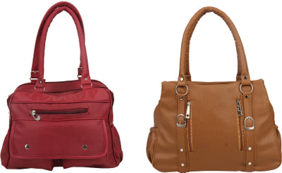 

SME JAIPUR Hand-held Bag(Maroon, Brown), Brown;maroon
