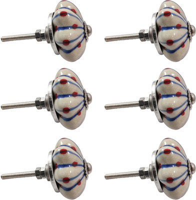 

India Meets India 105HODN00010 Ceramic Cabinet/Draw Knob(Multicolor Pack of 6)
