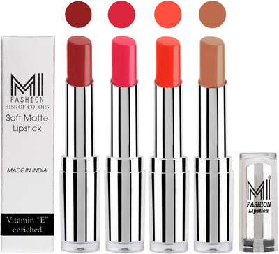 

MI Fashion Hot and Bold Soft Creamy Matte Lipstick Combo – Perfect Gift for Her in 4 Vivid Colours(Brown Sugar,Magenta,Orange Crush,Nude, 14 g)