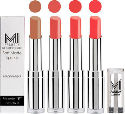 

MI Fashion Hot and Bold Soft Creamy Matte Lipstick Combo – Perfect Gift for Her in 4 Vivid Colours(Nude,Mauve,Pouty Pink,Pink Wink)